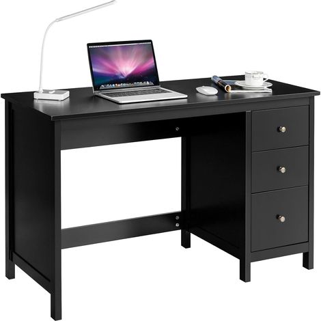 COSTWAY Computertisch Schreibtisch mit Schubladen & geraeumiger Arbeitsflaeche, Mehrzweck PC Tisch Arbeitstisch , Bürotisch Arbeitsplatz Workstation für Homeoffice Arbeitszimmer Schwarz (1/4)