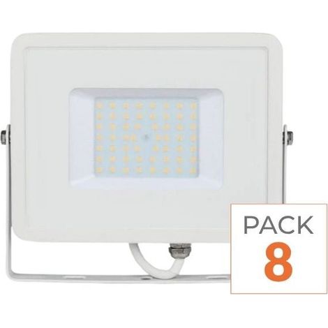 Projecteur LED Extérieur 50W IP65 BLANC Garantie 5 ans - Pack de 8 - Blanc Neutre 4000K - 5500K - SILAMP (1/2)
