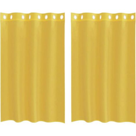 Rideaux transparents jaunes à œillets, deux pièces par boîte. (1/5)