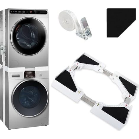 Kit de superposition universel pour lave-linge et sèche-linge, kit réglable avec étagère et sangles à cliquet