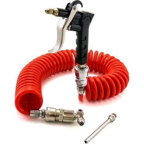 ensemble à air comprimé, soufflette à tuyau spiralé de 6 m pour camions, voitures, bateaux (1/4)