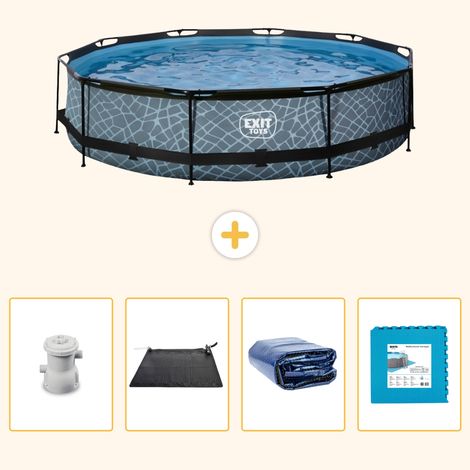 Exit-toys Piscine Exit Ronde - Effet Pierre - 360x76 cm - 5-pièces S340 (1/5)