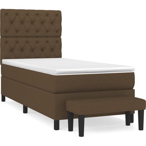 Maison Exclusive - Cama box spring con colchón tela marrón oscuro (1/5)