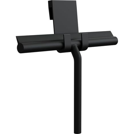Escobilla de ducha de silicona, 21 cm, Escobilla de ventana antideslizante universal para suelo de baño, puerta de cristal, espejo, Negro (1/5)