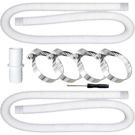 Paquet de 2 Tuyau piscine,Tuyau aspirateur piscineavec 4 clips de sécurité et 1 raccord de tuyau,Blanc,applicable à Piscines hors sol,Spa,Pompe à Filtre (1/5)