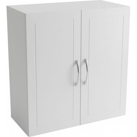 Armario colgante para baño Relaxdays, 2 estantes, 60 x 60 x 30 cm, estante regulable, armario estrecho, MDF, blanco (1/5)