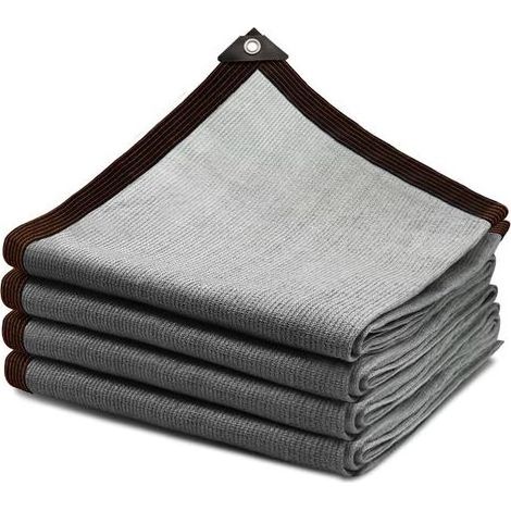 Filet d'ombrage avec œillets, voile d'ombrage pour jardin, protection solaire pour serre, terrasse, poulailler, coupe-vent, perméable à l'eau, gris, 2 x 2 m (1/5)