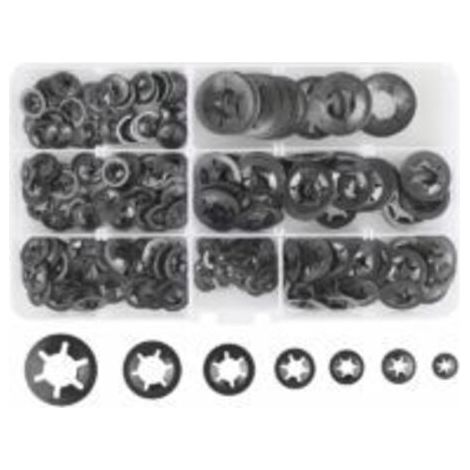 royaluxe-280 Pcs Rondelles De Blocage Rondelles De Verrouillage, Rondelles À Verrouillage Rapide De Rondelles De Verrouillage En Acier M3 M4 M5 M6 M8 M10 M12, 7Tailles, Noir (1/4)