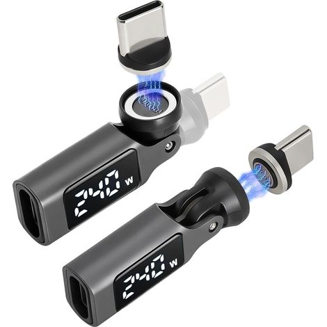 Adaptateur USB C Magnétique 240W PD USB Magnétique Adaptateur 540° avec LED, Transfert de Données, Adaptateur Magnétique USB C pour Smartphone, Tablette, Ordinateur Portable (1/5)
