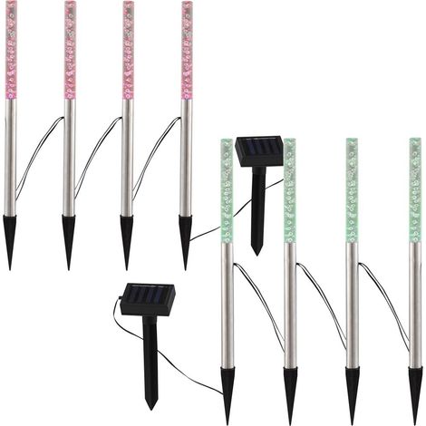 8x LED plug-in jardin lumière changeur de couleur lampe solaire en acier inoxydable à l'extérieur (1/5)