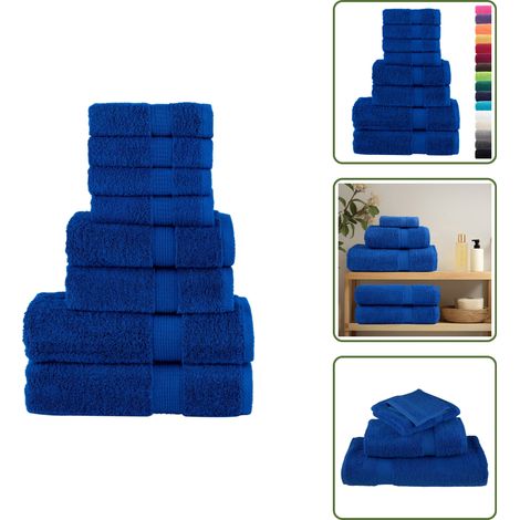 Badetuch - vidaXL 8 tlg. Premium-Handtuch-Set SOLUND Blau 600 g/m² - Duschtuch (1/5)
