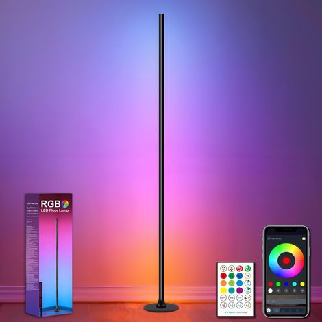 Lampe sur Pied LED 1 Pièces 1,2 m–Lampadaire Dimmable RGBW pour Salon avec Télécommande et Application,16 Millions de Couleurs,Sync musique,234 Modes Dynamiques,33 Modes Thématiques–Noir (1/5)