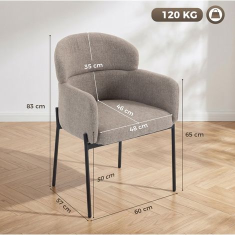 Fauteuil lounge chenille avec accoudoirs et pieds en métal, 60 x 57 cm, coloris beige clair (1/5)