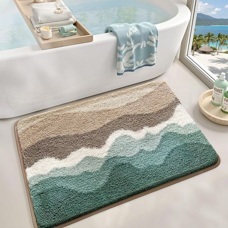 Tapis de bain de plage, antidérapant, ultra doux, lavable, absorbant et à séchage rapide, 51 x 81 cm (1/5)