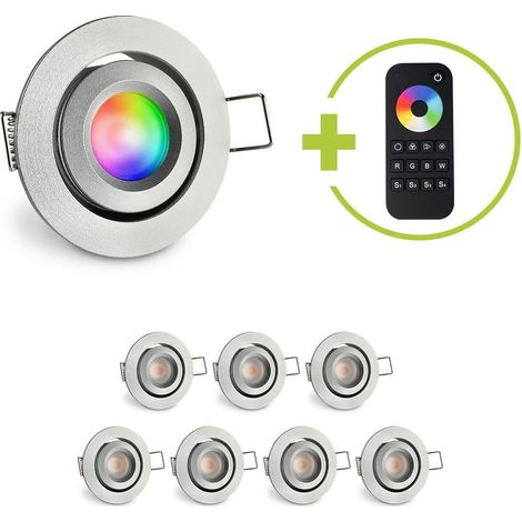 Einbaustrahler Mini schwenkbar Matera 3W RGBW IP44 - Farbe: silber - Anzahl: 8x