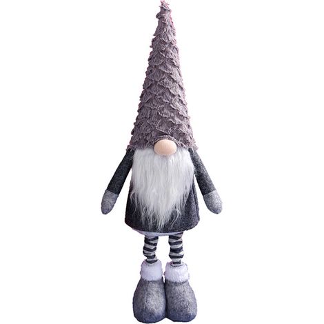 Weihnachtswichtel-Plüschfigur mit einziehbaren Beinen, niedlicher Weihnachtswichtel für Zuhause und Laden, Grau (1/2)