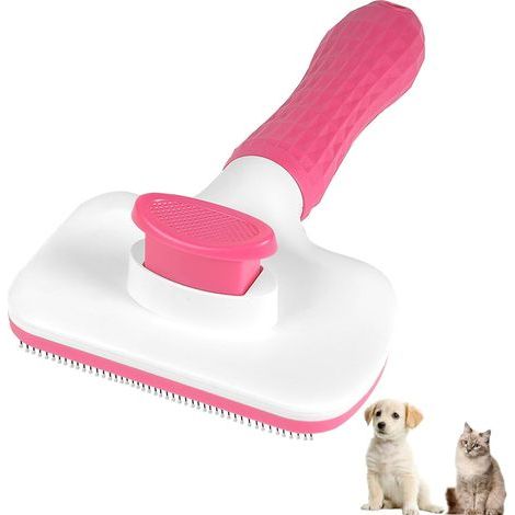 Brosse de toilettage autonettoyante pour chien et chat, brosse de toilettage et outil de démêlage, facile à enlever les sous-poils, nœuds, tapis, nœuds et poils volants (1/5)
