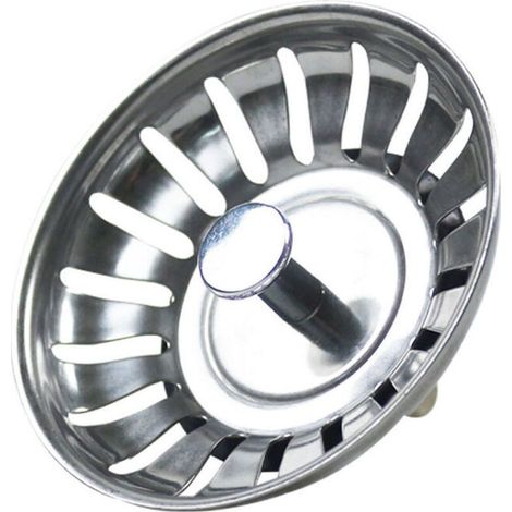 Bouchon Evier Cuisine Inox- Filtre Evier Cuisine Universel (Dia: 80MM), Bonde Evier avec 18 Fentes, Grille Evier Cuisine Antiblocage, Panier pour Evier Inox Vidange Rapide, (1/5)