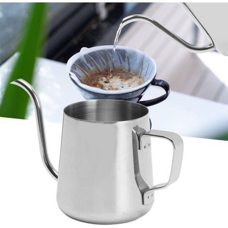 Bouilloire à filtre en acier inoxydable 304, bec verseur étroit, tasse à café filtre domestique, 250 ml, couleur naturelle, sans couvercle (1/5)