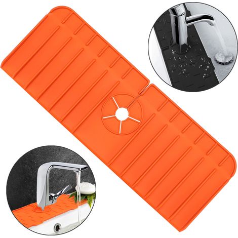 1 Tapis de robinet en silicone, accessoire anti-éclaboussures, rectangle, pour cuisine et salle de bain(Troisième trimestre : septembre) (1/5)