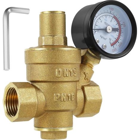 1 Réducteur De Pression D'Eau DN15, Laiton Avec Manomètre, 1/2 Pouce, Pour Maison Et (1/5)