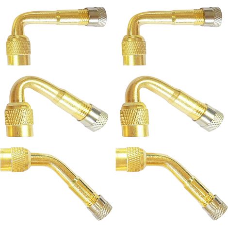 6 Pièces Pneu Valve Rallonge, 45°, 90°, 135° Extension Valve Pneu Valve de Adaptateur Raccord Prolongateur Coude, Embout de Gonflage Coudé pour Voiture Camion Moto Vélo Scooter, (1/5)