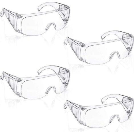 Xinlon 4 Paires Lunette Protection, Lunettes de Sécurité Transparentes, Lunettes de Protection la Sécurité en Laboratoire, Lunettes de Sécurité- (1/4)