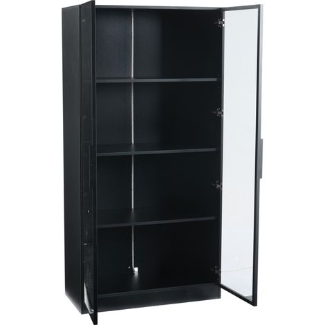 Vitrine avec éclairage LED contrôlé par application, 4 portes, étagères roulantes, armoire de rangement polyvalente pour salon (1/5)