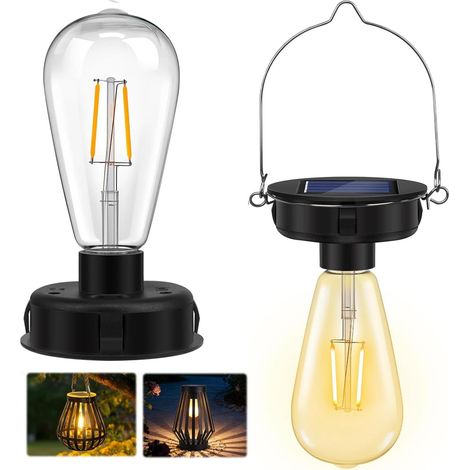 Lampadina solare da esterno, 2 pezzi da 8 cm, ricambio per lampada solare da giardino, ricambio per lanterna solare con lampadina LED luminosa, illuminazione solare da esterno fai da te per decorazion (1/5)