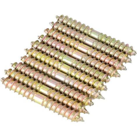 10pcs Vis à Tête Cylindrique à Double Terminé Goujon Vis de Filetage Autotaraudeuse Boulons Filetés À Bois Mobilier Connecteur Goujons Tiges 6 50mm (1/5)