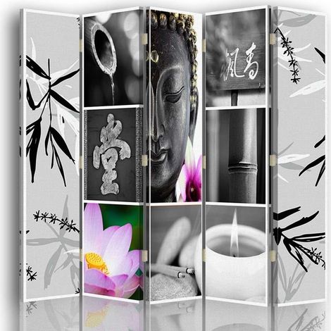 Paravento bilaterale, Zen in grigio - 180x170 (1/5)