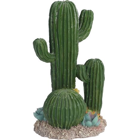 Cactus décoratif en résine synthétique, idéal pour aquarium, avec plantes succulentes, pour poissons et reptiles. (1/5)