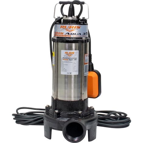 RURIS Pompe Submersible D’évacuation Aqua 35 1300W, pour Eaux Usées Chargés, Débit 18m³/h, Hauteur de Refoulement 12m, Avec Flotteur, Câble 10m (1/5)