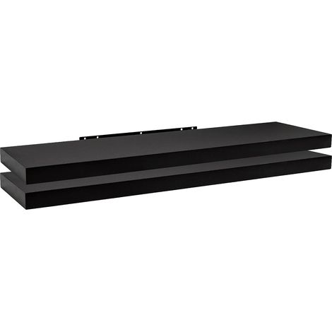 WOLTU 2x Floating Shelf Storage Display Unit Wall Mounted bookcases Unit Black 100 cm