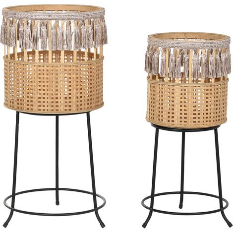 dkd-home-decor Set de Maceteros Marron Noir Naturel (1/3)