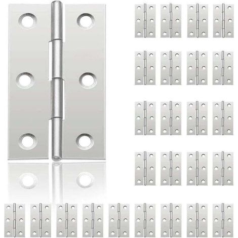24 Petites Charnières en Acier Inoxydable pour Portes de Placard, Piano, Boîtes à Bijoux et Meubles - 44 mm x 32 mm - Idéales pour Bricolage et Rénovation (1/4)