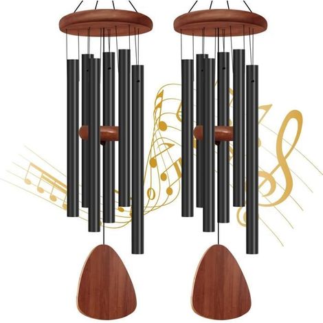Lot de 2 carillons éoliens d'extérieur, carillons commémoratifs avec 6 tubes en aluminium, carillon de sympathie, décoration extér (1/5)