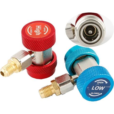 Raccord rapide réglable AC R134A, adaptateur de connecteur R134A, raccords haut et bas 1/4" (1/5)