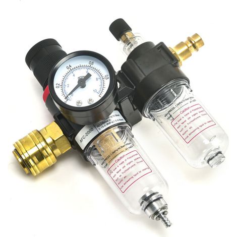Régulateur de pression air 1/4" - Séparateur huile-eau - Contrôle précis 12bar - Pour compresseur pneumatique - Électriciens et bricoleurs