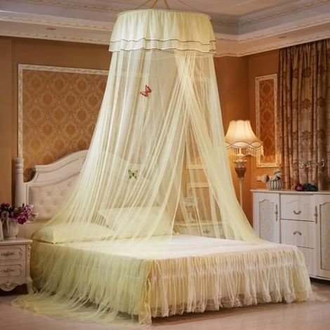 Moustiquaire de Lit Bébé Enfants Adultes Grand Moustiquaire pour Lit Chambre - Jaune (1/4)