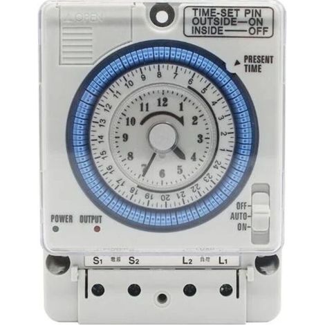 Tuserxln – Horloge analogique quotidienne avec minuterie mécanique – Programmation 15min à 24h – Alimentation 100-240V AC – Charge 16A (1/5)