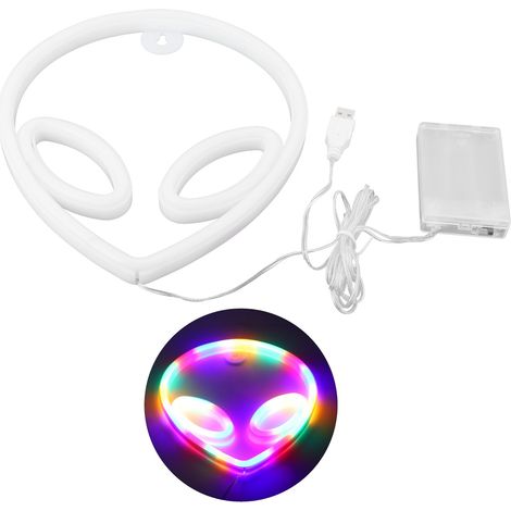 Pancarte LED néon forme extraterrestre coloré, décoration mariage fête, alimentation USB/piles