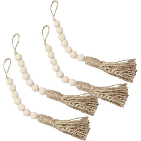 Décorations de maison en bois à faire soi-même : guirlandes artisanales avec pompons et perles de bois (1/4)