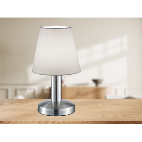 Tischlampe MATS II Stoff Lampenschirm Weiß Touchfunktion EIN/AUS, Höhe 24 cm (1/5)