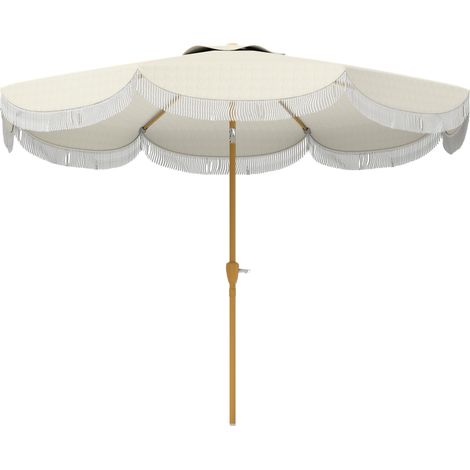 Parasol déporté Ø2,7 m UV30+ manivelle manuel double toit beige