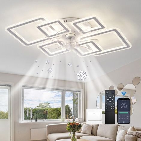 Ventilateur de plafond silencieux avec lumière et télécommande, variateur de fréquence par application, ventilateur de plafond pour salon et chambre (1/5)