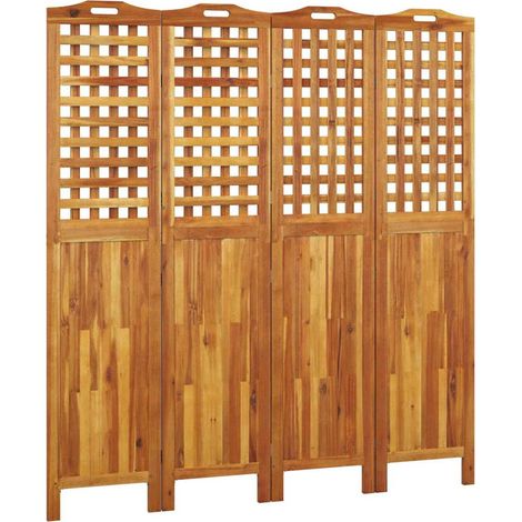Paravent Cloison de séparation 4 panneaux, Pour Jardin, Balcon, Terrasse 162x2x180 cm Bois d'acacia OIB9249E (1/5)