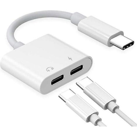 Dual-USB-Typ-C-Splitter mit DAC. Audioadapter und Ladekonverter für Pixel 2, 3, 4 XL, Galaxy S10, 9, 8, Huawei P30 Pro. (1/5)