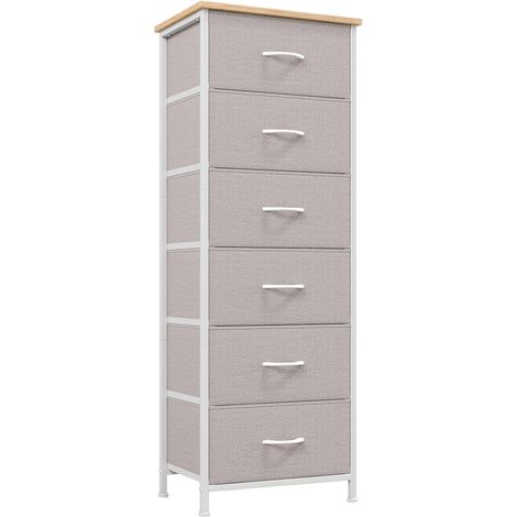 Commode de Rangement à 6 Tiroirs en Tissu, Gris Cendré (1/5)