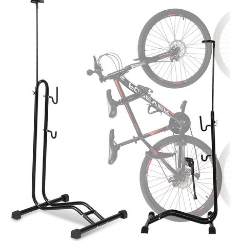 Randaco Fahrradständer 3‑in‑1 Höhenverstellbar 18–27,5 Zoll für Garage Metall Schwarz